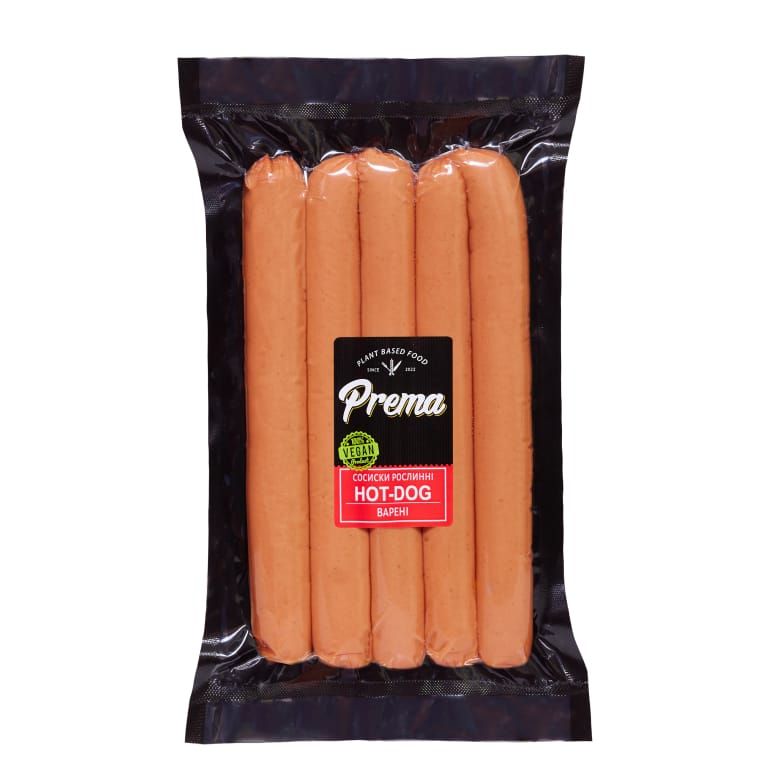 Веганські сосиски Hot-Dog: рослинні, варені (420 г) - PREMA
